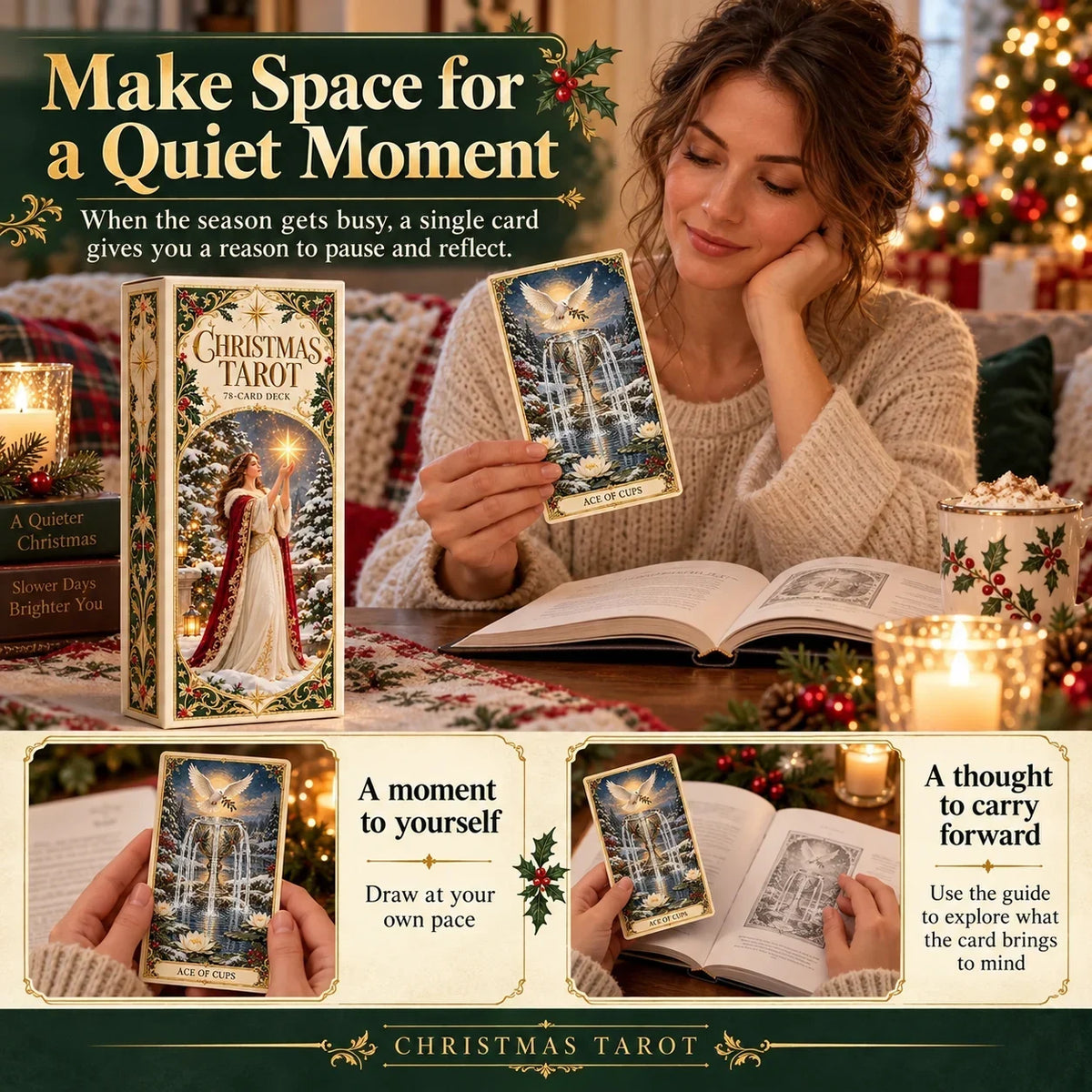 Last Day 49% OFF🎉-🔮 Yuletide Tarot Deck | 78 Festive Cards & A Guided 12-Day Holiday Ritual