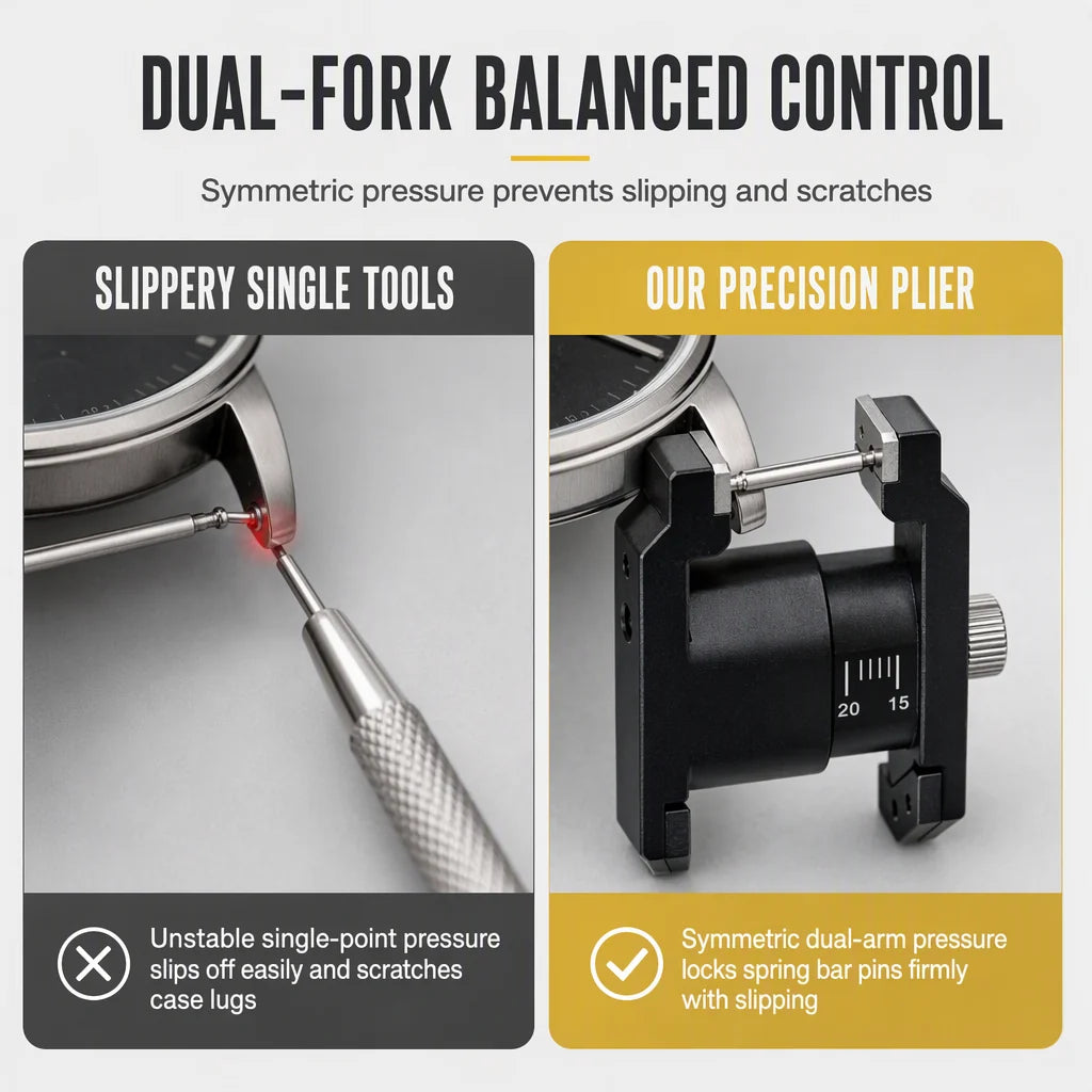 ⌚✨ Spring Bar Plier Tool – Dual-fork Precision, Adjustable Mm Scale, Replaceable Alloy Tips – Scratch-free Strap Changes. 🛠️