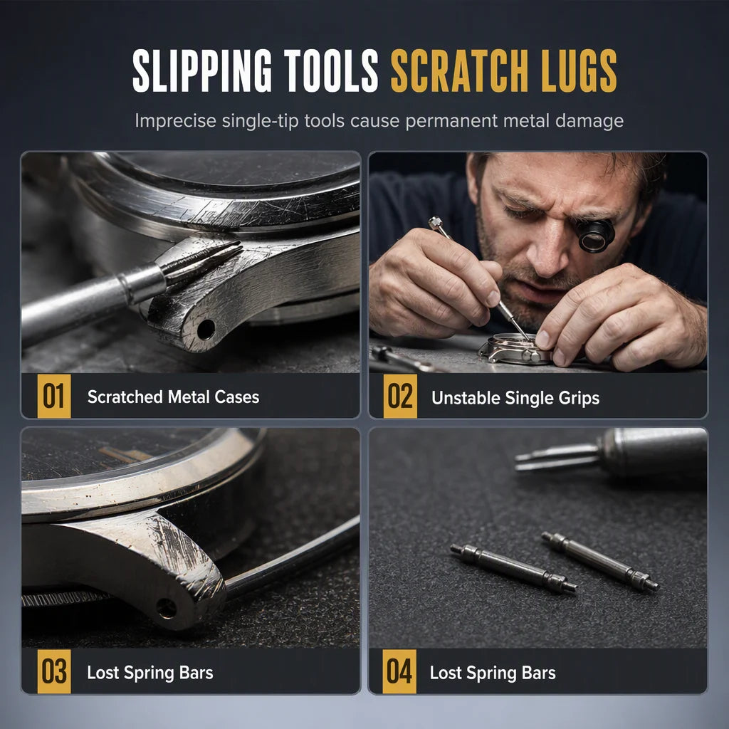 ⌚✨ Spring Bar Plier Tool – Dual-fork Precision, Adjustable Mm Scale, Replaceable Alloy Tips – Scratch-free Strap Changes. 🛠️