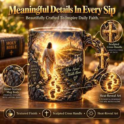 🔥Last Day 49% OFF🔥✝️ Jesus Walks With Me™ – Heat-Reveal Faith Mug | You Are Never Alone🔥