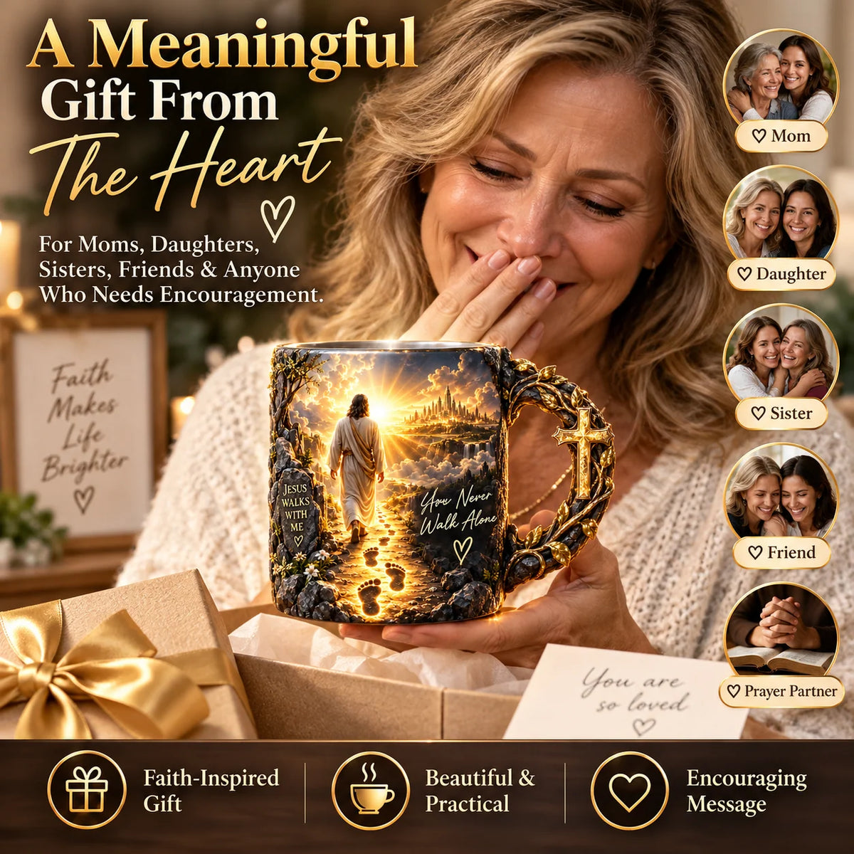 🔥Last Day 49% OFF🔥✝️ Jesus Walks With Me™ – Heat-Reveal Faith Mug | You Are Never Alone🔥