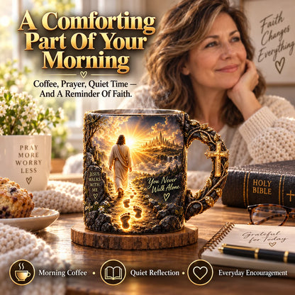 🔥Last Day 49% OFF🔥✝️ Jesus Walks With Me™ – Heat-Reveal Faith Mug | You Are Never Alone🔥