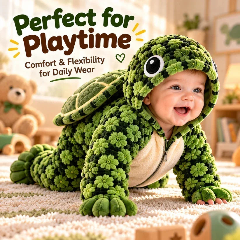 🐢 Ultra-soft Baby Turtle Onesie – Cozy & Warm, Skin-friendly Plush, Easy-zip Diaper Changes & Adorable 3d Shell Design