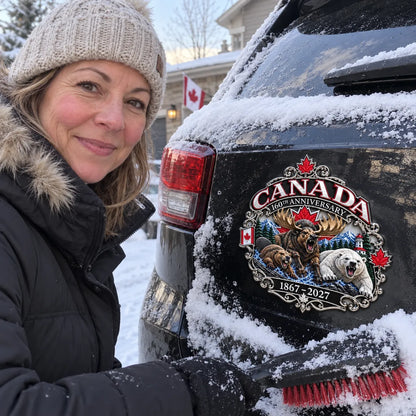 ⏳ Limited-Time 49% OFF – 🍁 Canada 160th Anniversary 3D Car Emblem | 8-Inch Metal Wildlife Badge, 1867–2027 🇨🇦