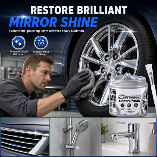 Metal Chrome Polish & Restorer Paste With Brush