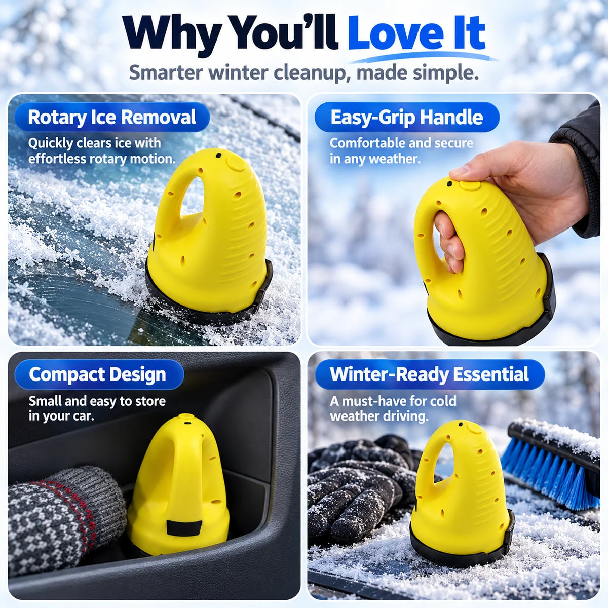 🚗⚡ Electric Car Windshield Snow Scraper & De-Icing Tool for Fast Winter Snow Removal 🌨️🧊💨