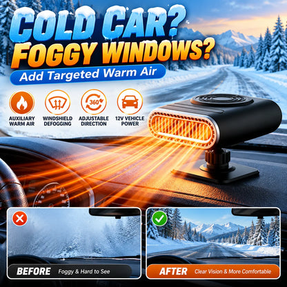 ❄️ 12V Portable Car Heater & Windshield Defogger – Adjustable Warm Air Fan