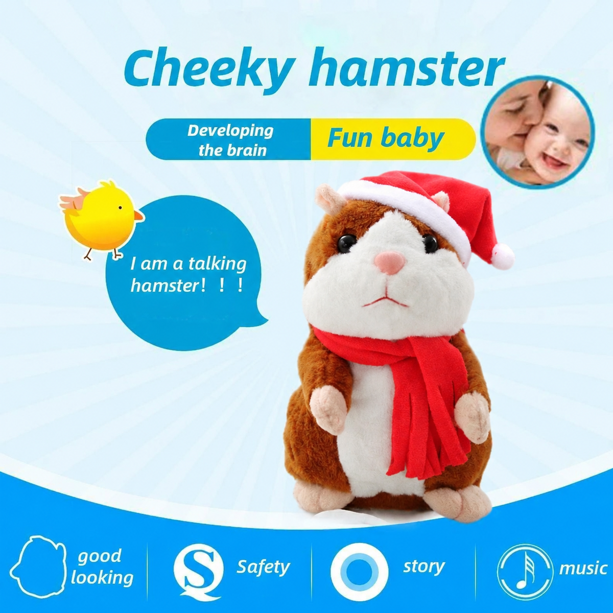 🐹 🐹Last Day Special Price £9.99！✨Talking Hamster Plush – repeats whatever you say, auto head-shaking, hilarious fun for kids & adults.🎁