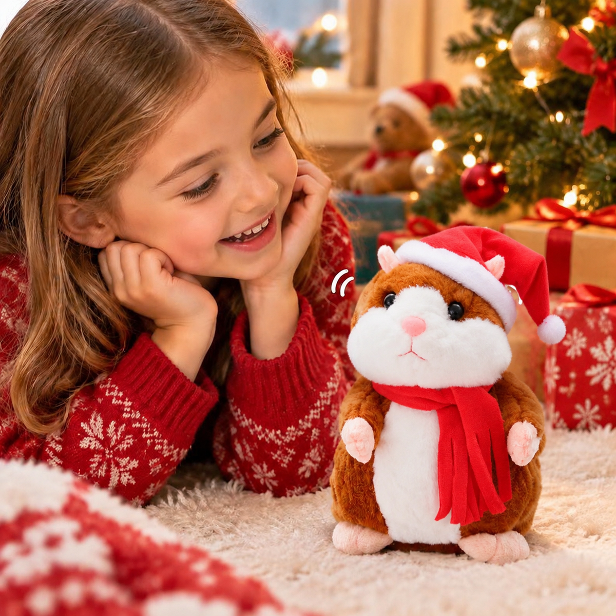 🐹 🐹Last Day Special Price £9.99！✨Talking Hamster Plush – repeats whatever you say, auto head-shaking, hilarious fun for kids & adults.🎁