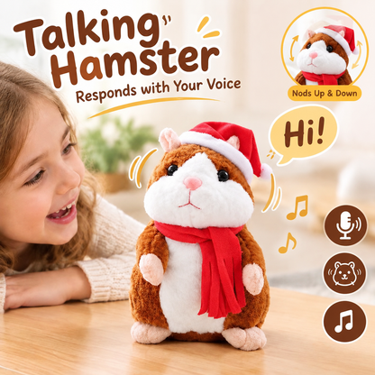 🐹 🐹Last Day Special Price £9.99！✨Talking Hamster Plush – repeats whatever you say, auto head-shaking, hilarious fun for kids & adults.🎁