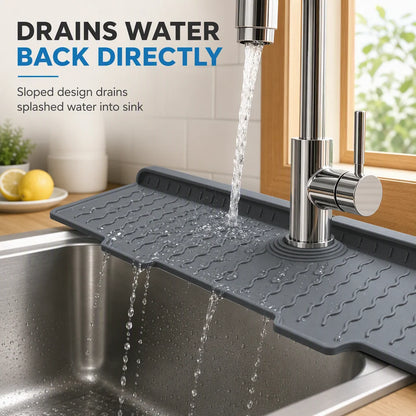 ⏳Time-Limited Special⏰Silicone Faucet Splash Guard Mat — Drain Fast, Cuttable🧽
