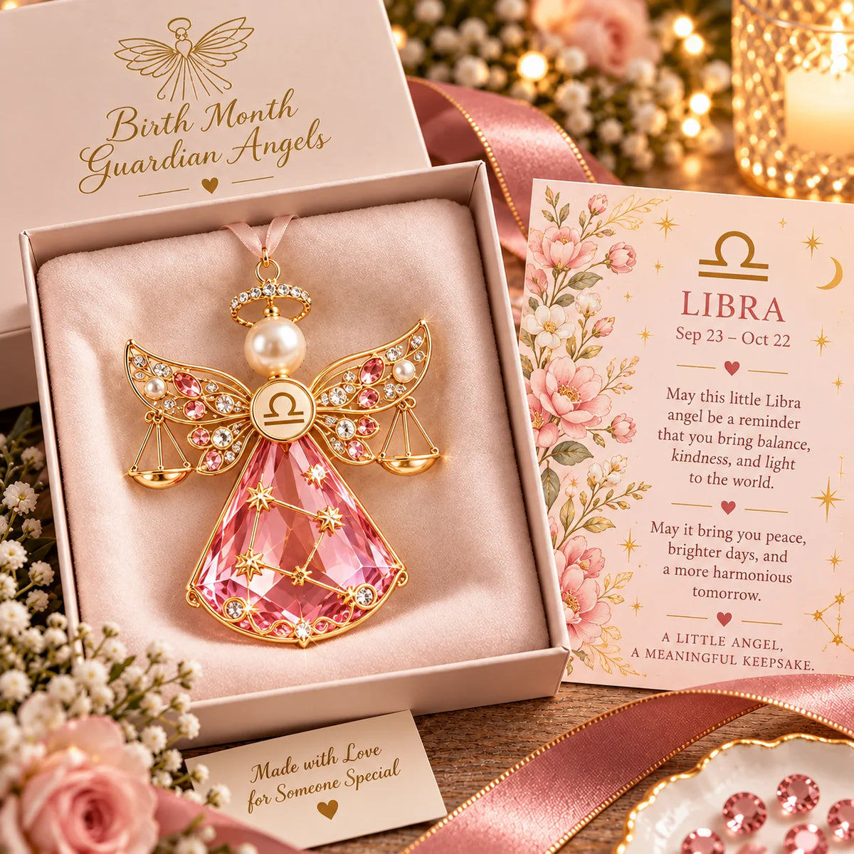 💎👼Christmas Zodiac Birthstone Guardian Angel Card