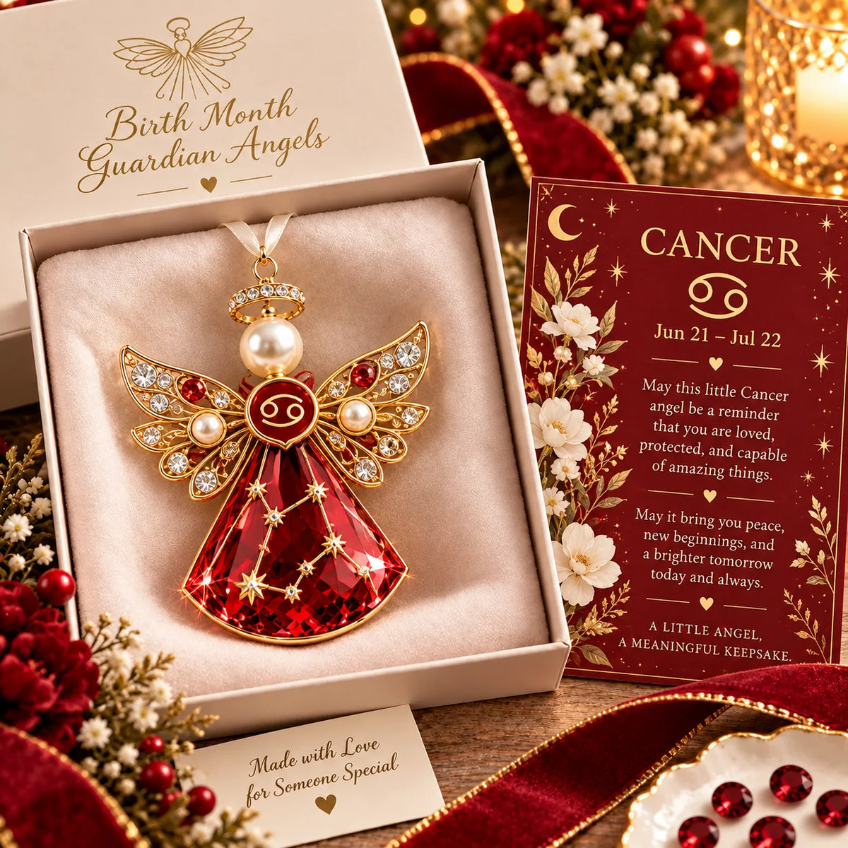 💎👼Christmas Zodiac Birthstone Guardian Angel Card