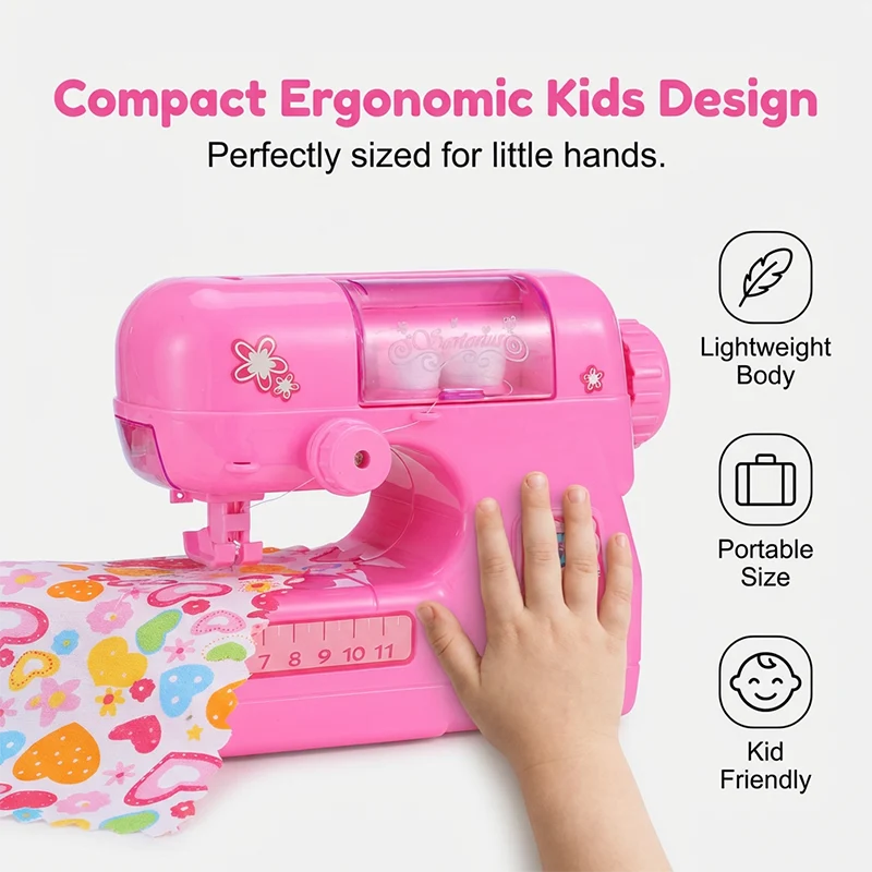 🧵 Mini Electric Sewing Machine Toy with Needle Guard
