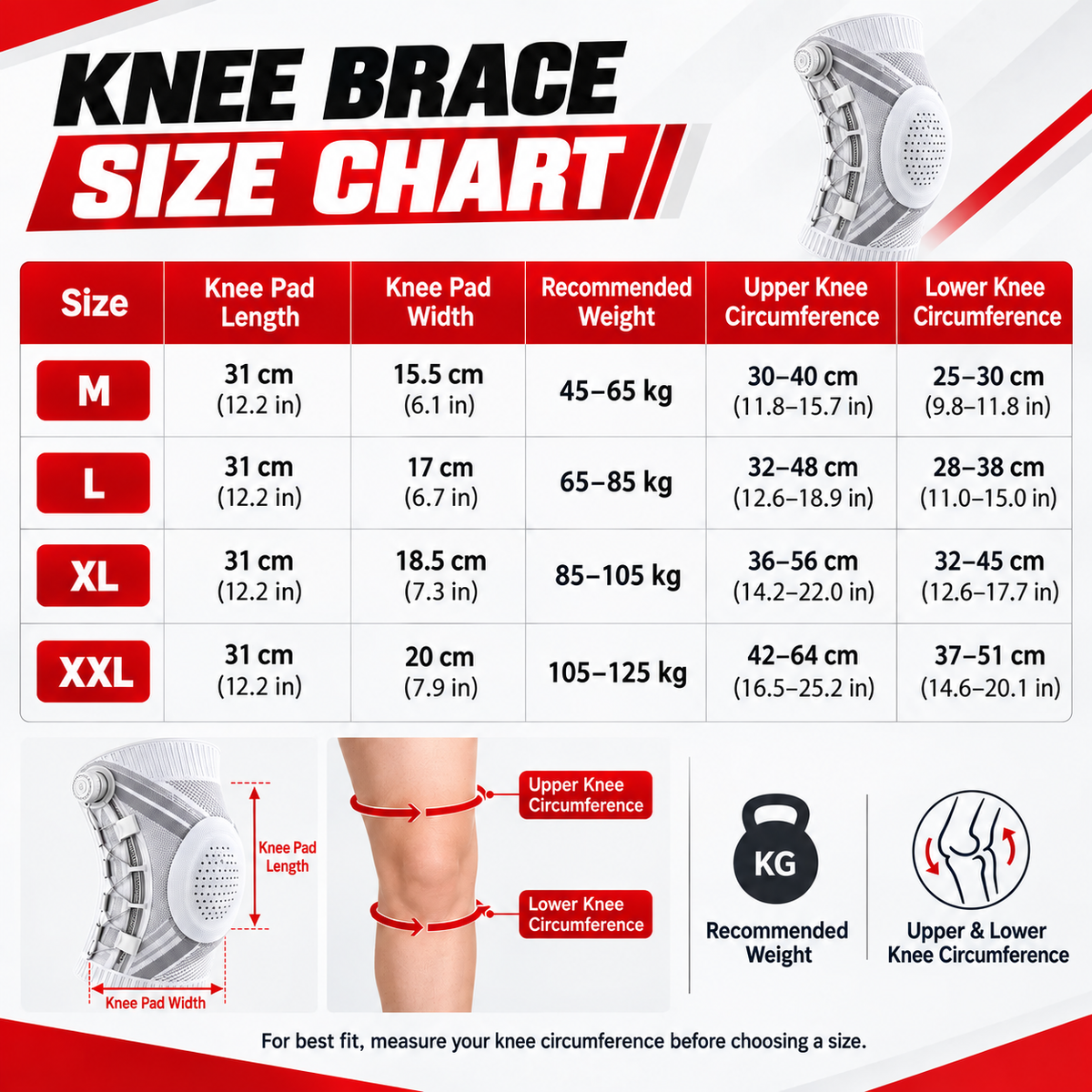 Dial-Adjustable Sports Knee Brace with Alloy Spring Support