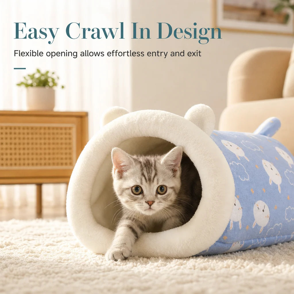 🐱🛏️semi-enclosed Hooded Pet Sleeping Bag Cave Bed | Draft-blocking, Cozy Indoor Winter Rest Spot📦