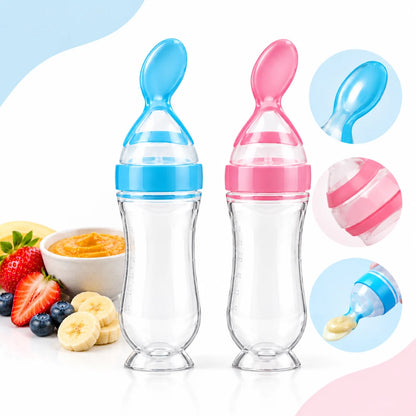 🥄 Mess-Free Baby Feeding Spoon Bottle | Squeeze, Serve & Smile