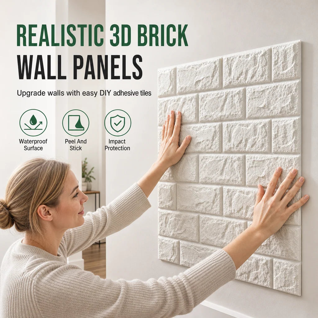 🍃🏆 Last Day Special Price £6.99 ! ⏰Transform Walls Instantly! Self-Adhesive 3D Brick Panels🏡🧱