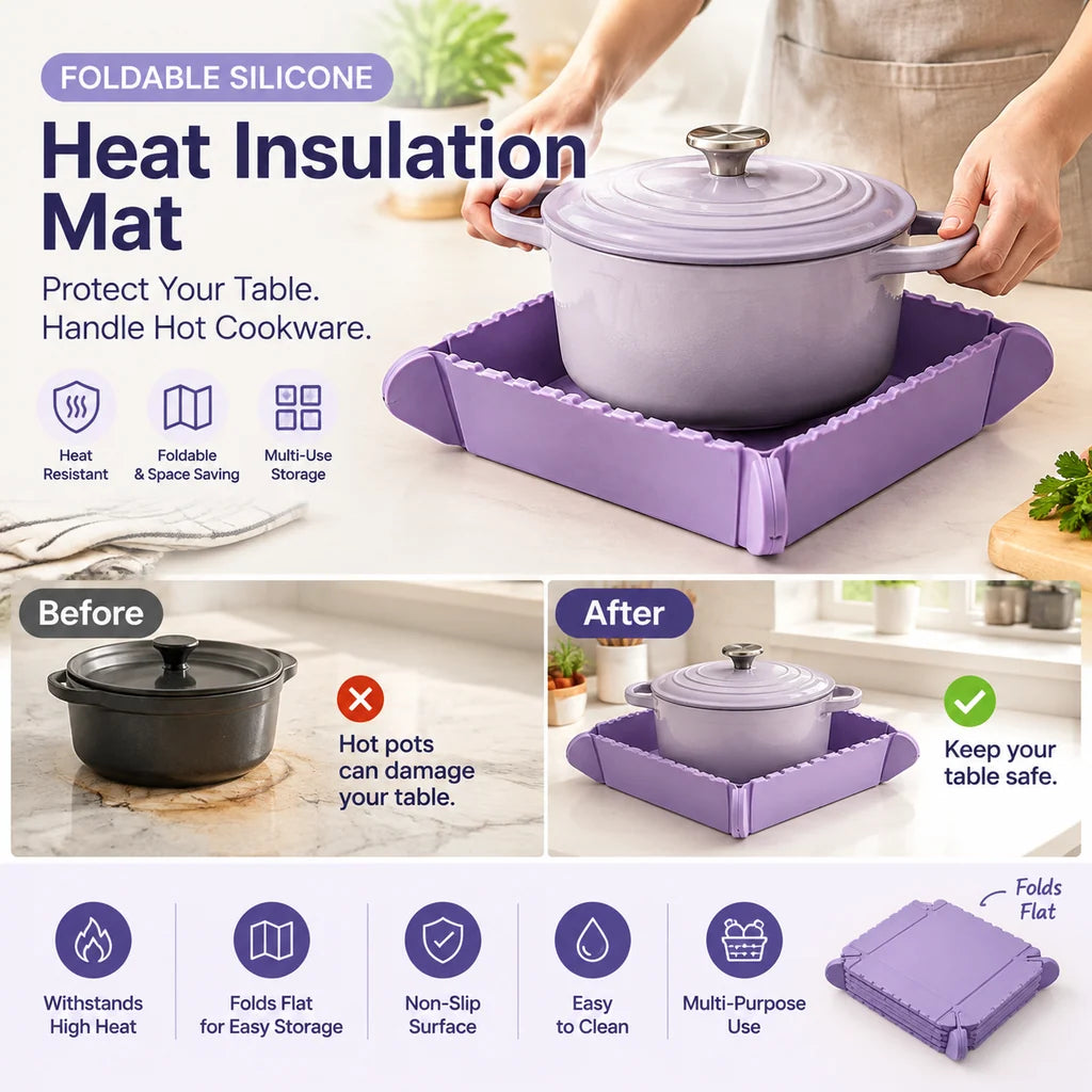 🍳🧲Magnetic Silicone Trivet  | Foldable Pot Mat & Small Kitchen Tray