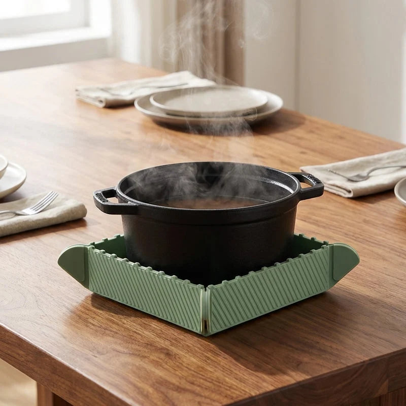 🍳🧲Magnetic Silicone Trivet  | Foldable Pot Mat & Small Kitchen Tray