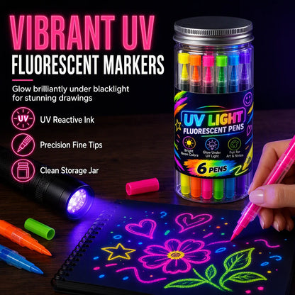6-Piece UV Neon Highlighter Markers
