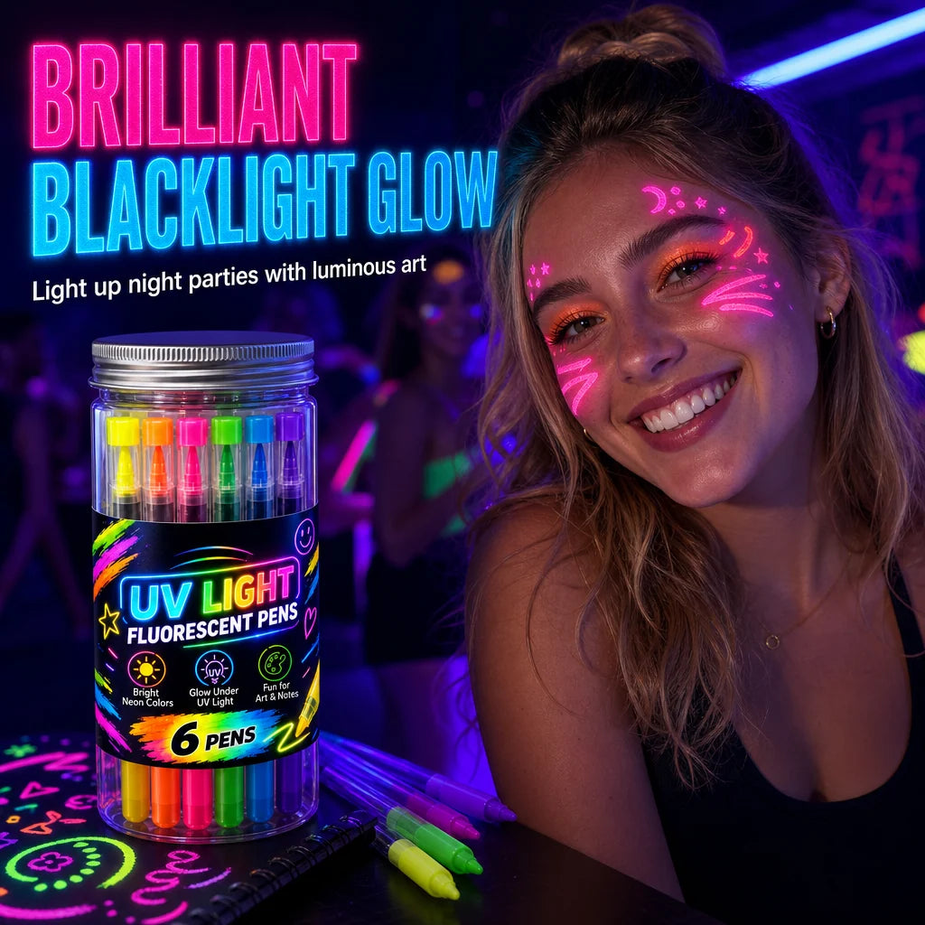 6-Piece UV Neon Highlighter Markers