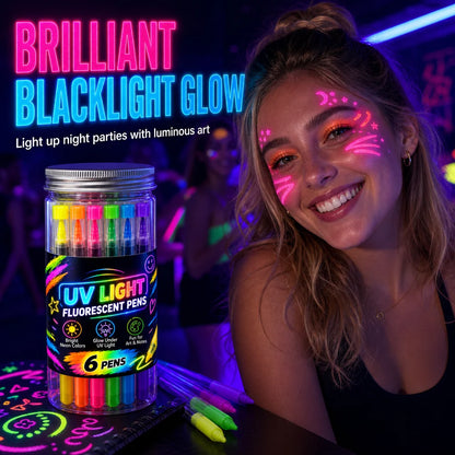 6-Piece UV Neon Highlighter Markers