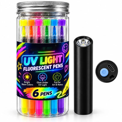 6-Piece UV Neon Highlighter Markers