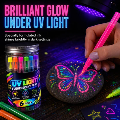 6-Piece UV Neon Highlighter Markers