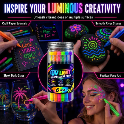 6-Piece UV Neon Highlighter Markers