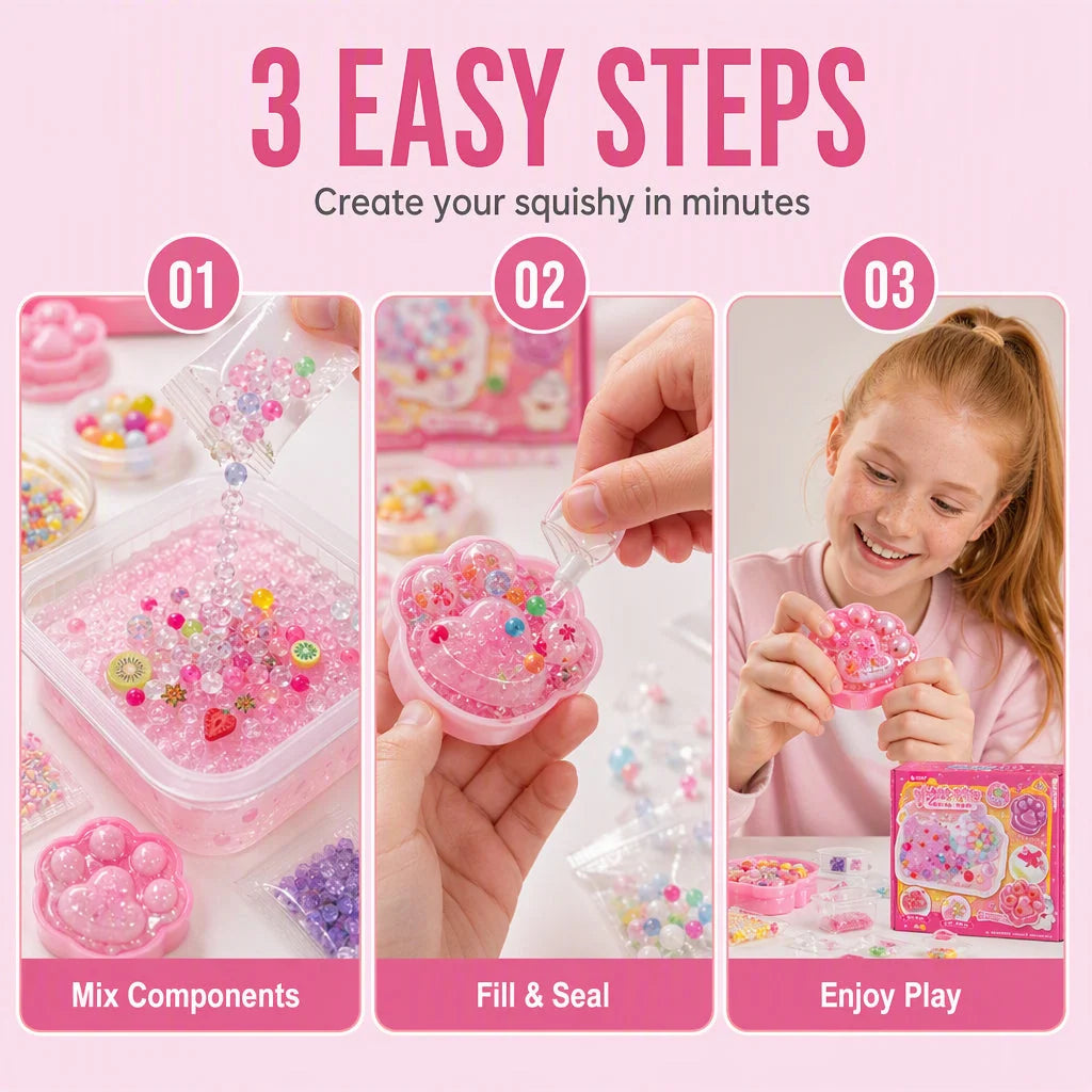 🎁Diy Fried Ice Squishy Toy Kit With Cat Claw Design For Kids