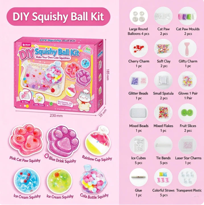 🎁Diy Fried Ice Squishy Toy Kit With Cat Claw Design For Kids