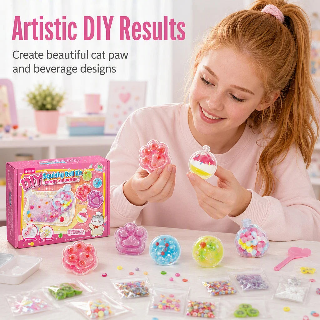 🎁Diy Fried Ice Squishy Toy Kit With Cat Claw Design For Kids