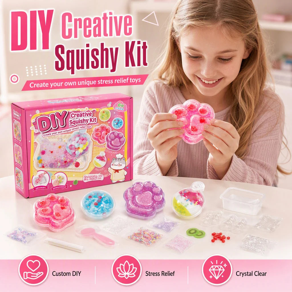 🎁Diy Fried Ice Squishy Toy Kit With Cat Claw Design For Kids