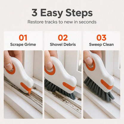 🧹 2-in-1 Window Groove Cleaning Brush with Built-in Scraper – Narrow Crevice Tool with Hard Bristles