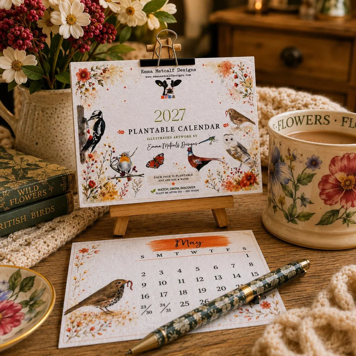 🌱Plantable Wildflower Calendar 2027 – Seed Paper Desk Calendar🌸