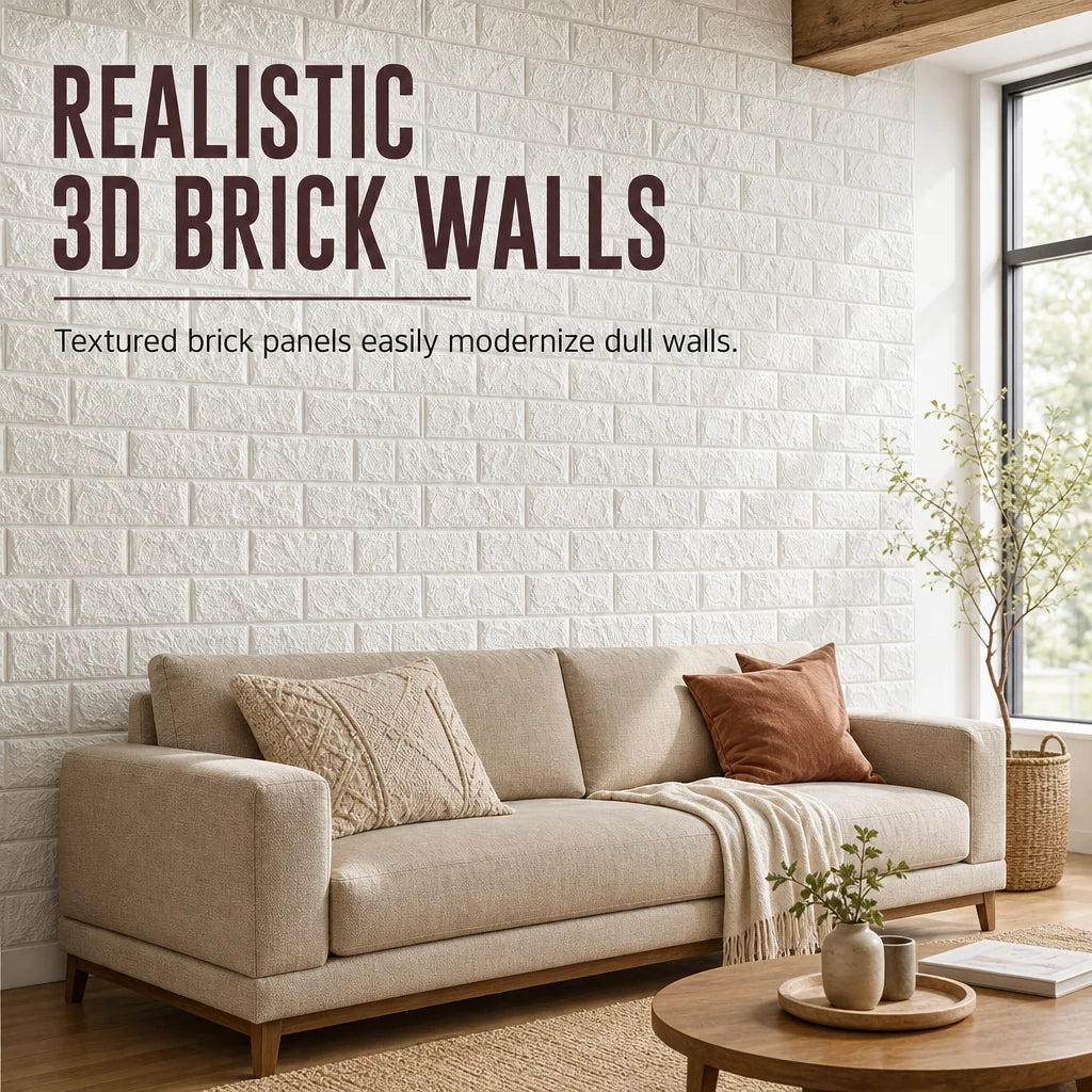 🍃🏆 Last Day Special Price £6.99 ! ⏰Transform Walls Instantly! Self-Adhesive 3D Brick Panels🏡🧱