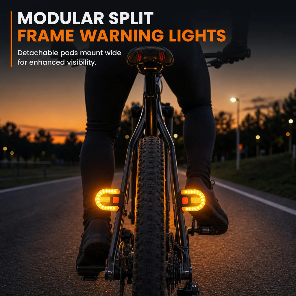 🚴 Wireless Bike Turn Signals: Thumb Control, Split Frame Lights, USB Rechargeable