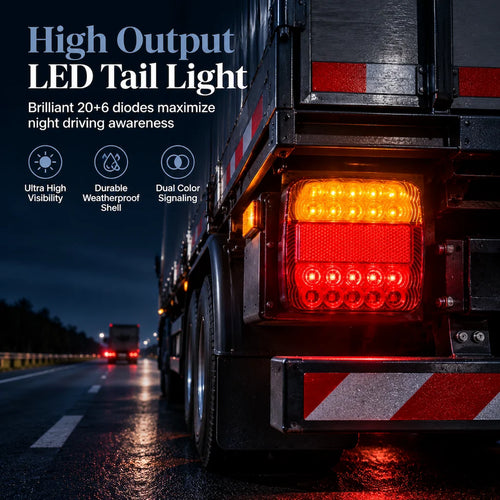 🚛 LIMITED-TIME 50% OFF! 💡 26-LED Dual-Color Tail Lights – Bright, Waterproof, 12V/24V ✅