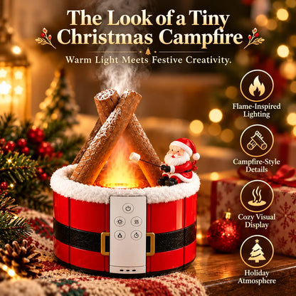 🎄 Christmas Campfire Aroma Diffuser – Cozy Flame-style Glow, Festive Mist & Adorable Santa/gingerbread Designs