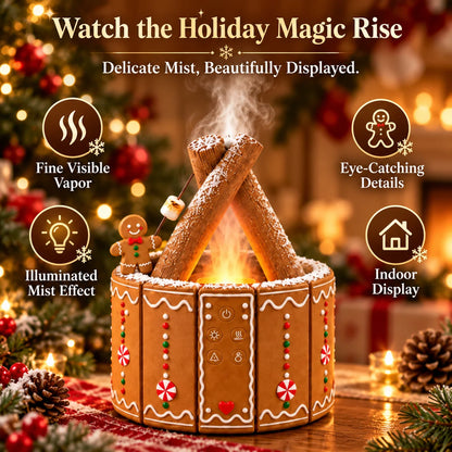 🎄 Christmas Campfire Aroma Diffuser – Cozy Flame-style Glow, Festive Mist & Adorable Santa/gingerbread Designs