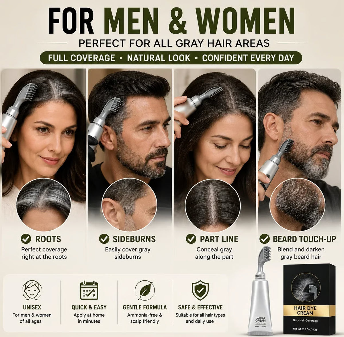🔥hot Sell Today | Instant Gray Coverage Hair Dye Comb For Men & Women