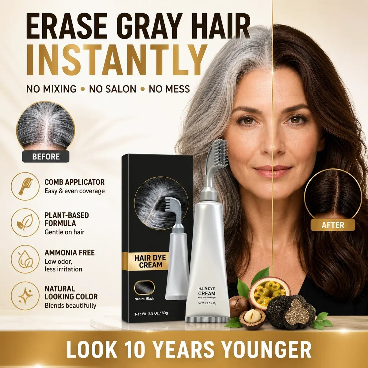 🔥hot Sell Today | Instant Gray Coverage Hair Dye Comb For Men & Women