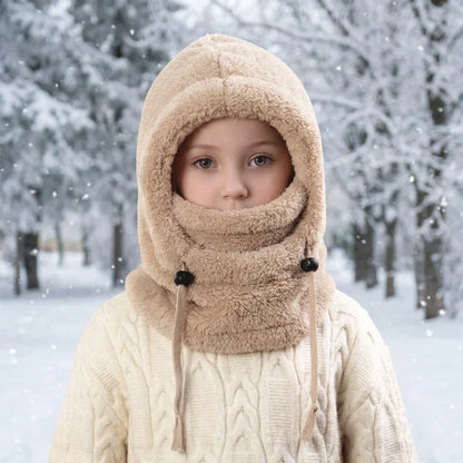 🔥 49% OFF – 3-in-1 Kids' Winter Hood – Soft Fleece Hat, Face Cover & Neck Warmer❄️🧣