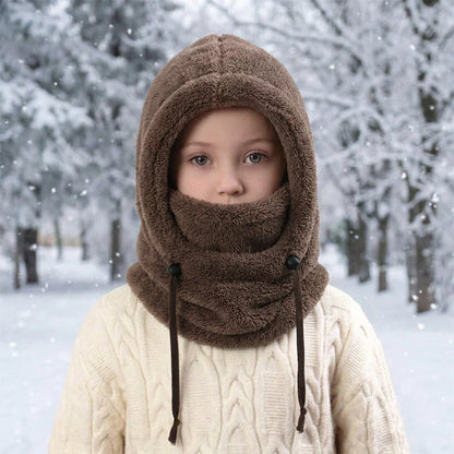 3-in-1 Kids' Winter Hood – Soft Fleece Hat, Face Cover & Neck Warmer❄️🧣