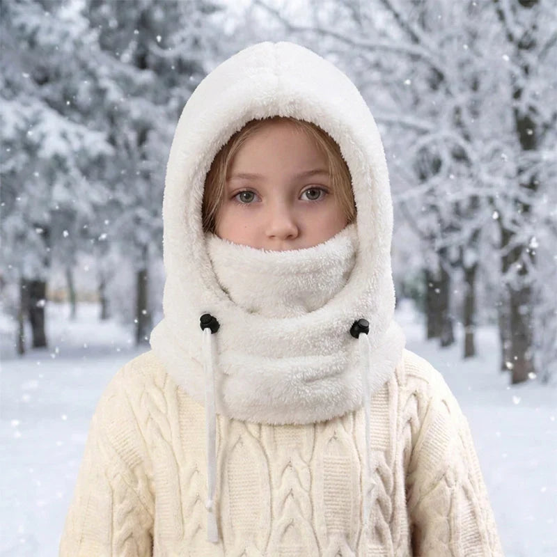 🔥 49% OFF – 3-in-1 Kids' Winter Hood – Soft Fleece Hat, Face Cover & Neck Warmer❄️🧣