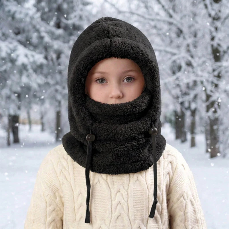 3-in-1 Kids' Winter Hood – Soft Fleece Hat, Face Cover & Neck Warmer❄️🧣