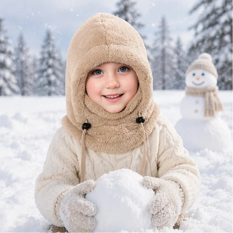 🔥 49% OFF – 3-in-1 Kids' Winter Hood – Soft Fleece Hat, Face Cover & Neck Warmer❄️🧣