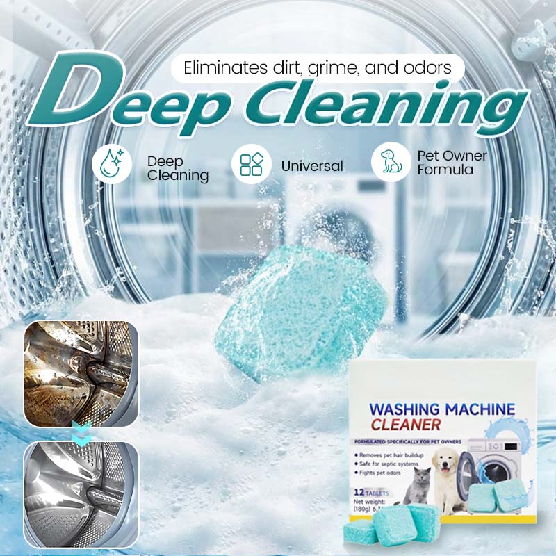 🎁washing Machine Cleaner – 12 Tablets, Deep Cleans Inner Tank & Pet Hair. 🧼