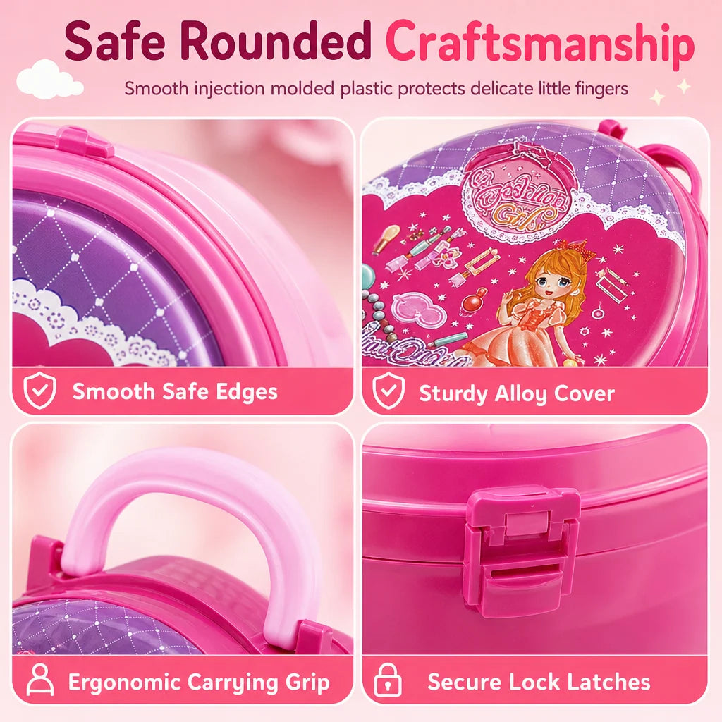 Kids’ Pretend Makeup Vanity Suitcase – Portable Dress-up Toy Set For Girls